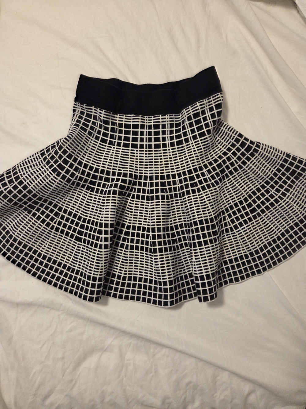 Lulumari Black and White Grid Circle Skirt